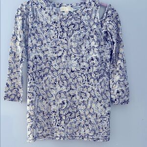 Michael Kors Black and Cream Paisley Top